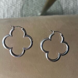 Heidi Klum Sterling Silver Clover Hoop Earrings - 1.5"